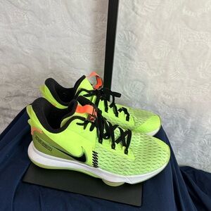Nike Kids Neon Green and Black Running Sneakers with Orange Accent